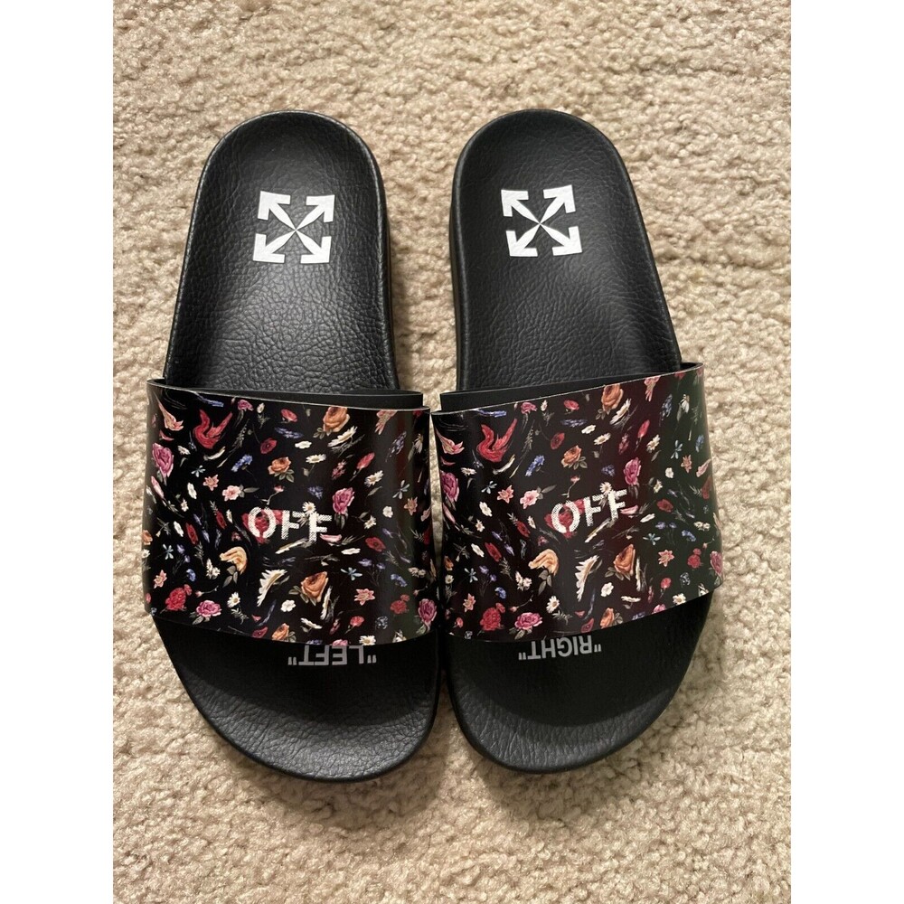 Off White c/o Virgil Abloh Pool Slide Exclus Floral Black Size 39/8.5